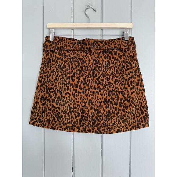 NWT Topshop Leopard Print Mini Skirt 8 Brown Corduroy Buckle NEW - Picture 5 of 5